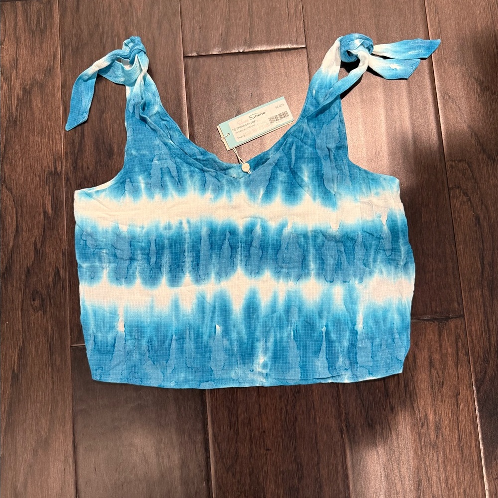 SHORE Ocean Blue Tie-Dye Crop Top